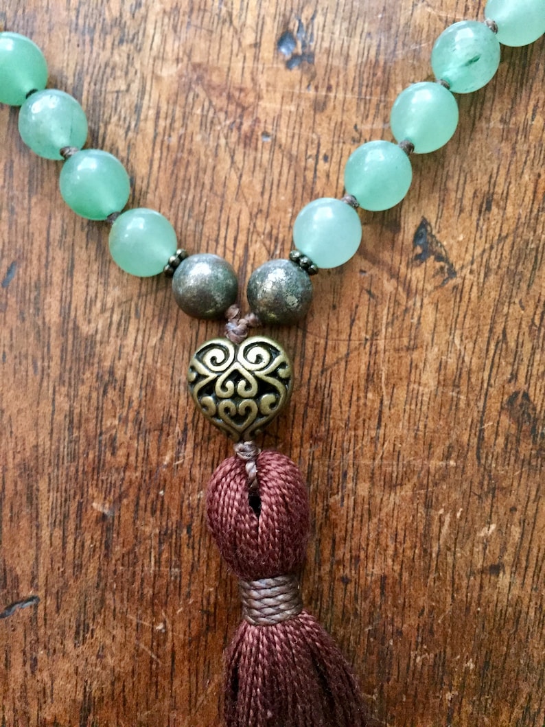 Green aventurine mala Labradorite mala Handmade knotted mala 108 mala beads Mala necklace Yoga beads Pyrite mala Mala.