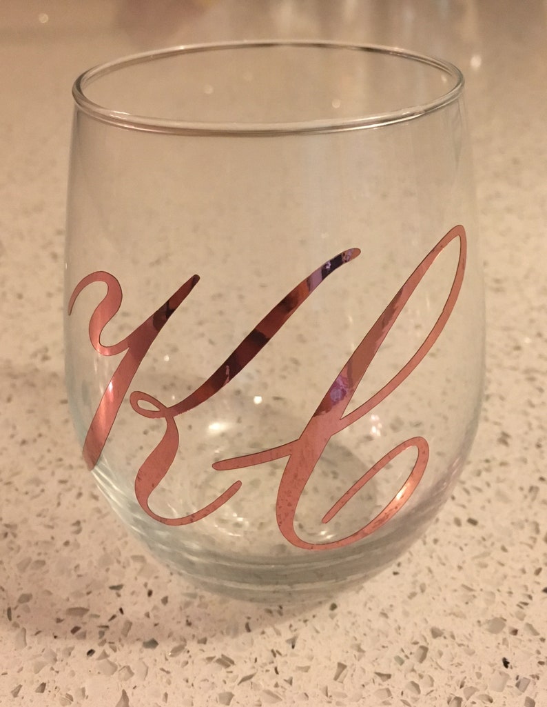 Rose Gold Custom Stemless Wine Glasses Etsy