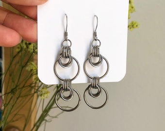 Stainless Steel Dangle Earrings, O Ring Dangle earrings