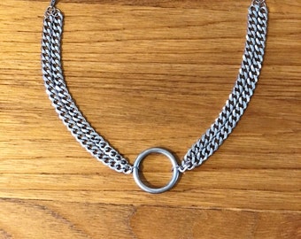 Stainless Steel O Ring Choker | Choker Necklace | Hypoallergenic Chain Choker | Chunky Chain Choker