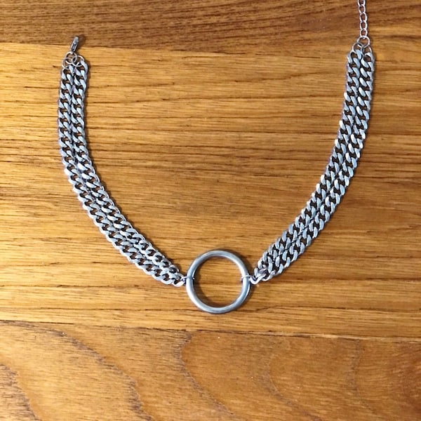 Stainless Steel O Ring Choker | Choker Necklace | Hypoallergenic Chain Choker | Chunky Chain Choker