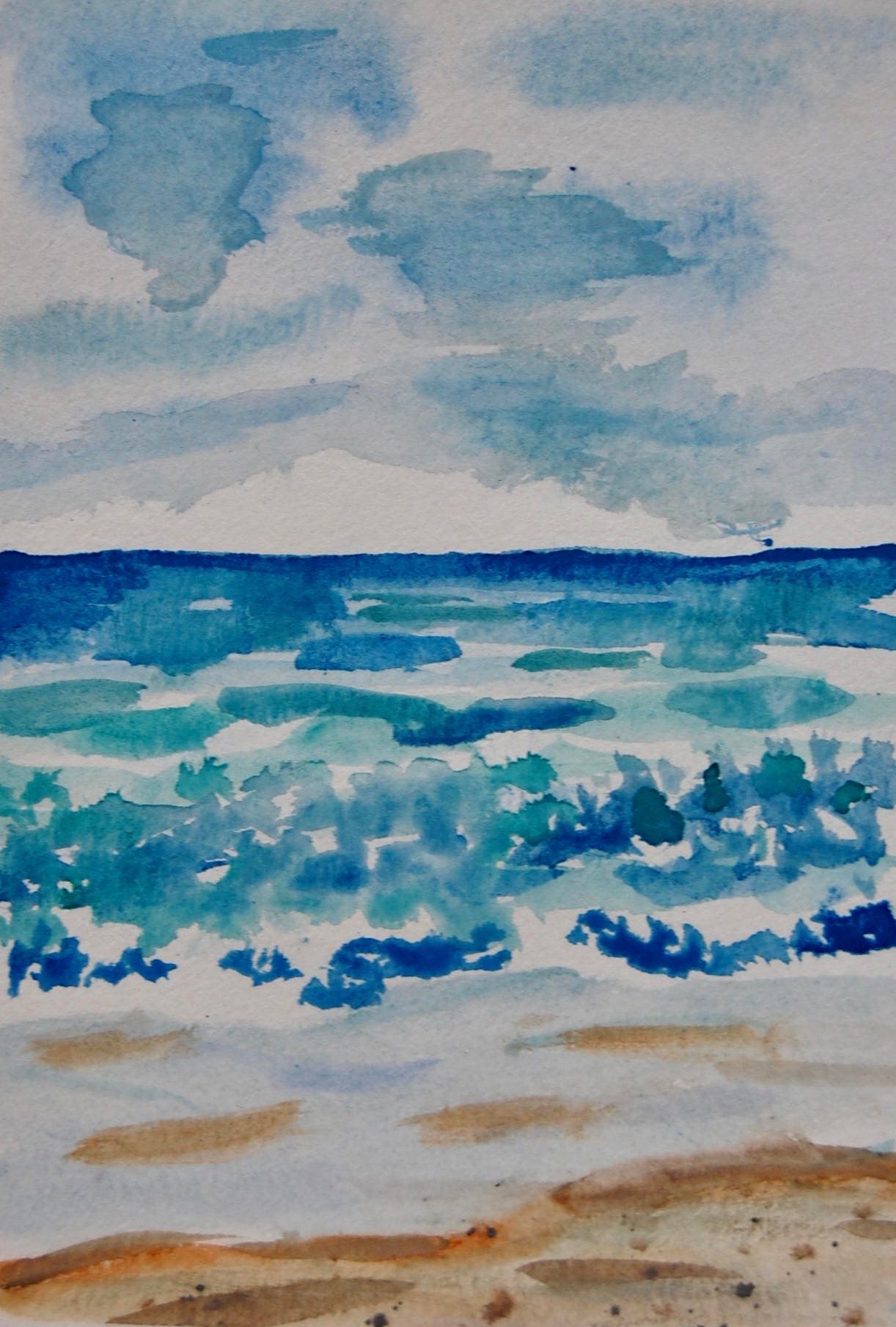 Abstract Beach Watercolor Print Etsy