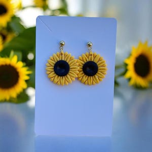 Sonnenblume Ohrringe aus Polymer-Ton, Leichte Ohrringe
