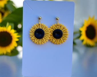 Sunflower Polymer Clay Earrings, Lightweight Earrings