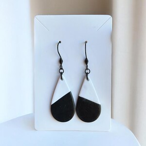 Black and White Polymer Clay Earrings, Lightweight Earrings
