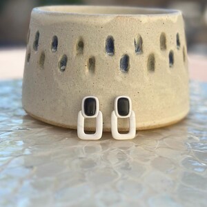 Black Modern Polymer Clay Earrings, Lightweight Earrings, Hypoallergenic Earrings, Classy Earrings, Modern Earrings