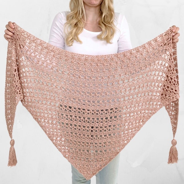 Vintage Tulip Shawl - Crochet Pattern - PDF instant download by Wilmade - Bottom-Up Triangle Shawl / Shawlette / Wrap Pattern For Summer