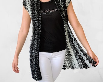 Long Crochet Scarfie Vest - Crochet Pattern Size S-5XL - Instant PDF download by Wilmade - Sleeveless Crochet Cardigan / Sweater / Vest