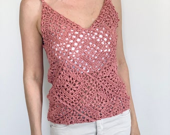 Tulip Square Tank Top - Crochet PDF Pattern Size S-5XL - Instant download by Wilmade - Granny Square Crochet Top Pattern For summer