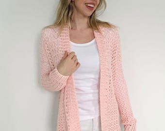 CROCHET PATTERN + VIDEO - V-Stitch Cardi - Crochet Cardigan / Vest / Sweater / Garment - Size-Inclusive (Sizes S-5XL) - Instant Pdf download