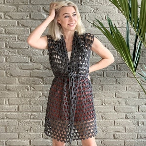 CROCHET PATTERN + VIDEO - Beach Cardi Cover Up - Crochet Boho Cardigan / Vest / Sweater For Summer - Size-Inclusive (S-5XL) - Instant Pdf