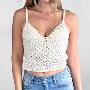 Tulip Square Crop Top - Crochet Pattern Size XS-5XL - Glow In The dark - Instant PDF download by Wilmade - Granny Square Pattern For Summer