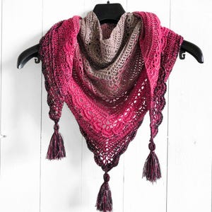 CROCHET PATTERN + VIDEO - Ana Lucia Shawl - Top-Down Triangle Shawl / Shawlette / Wrap  - Instant Pdf Crochet Pattern Download By Wilmade