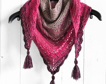 CROCHET PATTERN + VIDEO - Ana Lucia Shawl - Top-Down Triangle Shawl / Shawlette / Wrap  - Instant Pdf Crochet Pattern Download By Wilmade