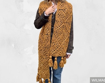 Tulip Square Scarf - Crochet Pattern - Instant PDF download by Wilmade - Granny Square Scarf / Shawl / Wrap For Fall