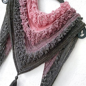 Vela Flower Friend Shawl 1 Crochet Pattern PDF instant download by Wilmade Top-Down Triangle Shawl with flowers image 1