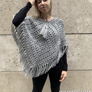 Tulip Square Poncho Crochet Pattern Size S-5XL Instant PDF download by Wilmade Granny Square Crochet Poncho / Garment / Sweater image 3