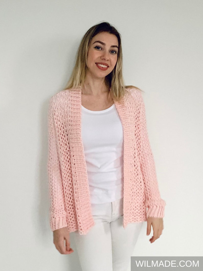 V-Stitch Cardi Size S-5XL Crochet Pattern in English Instant PDF download by Wilmade Crochet Cardigan / Vest / Sweater For Winter image 6