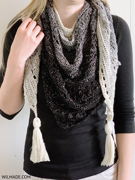 Simple Scarfie Shawl made with lionbrand scarfie yarn - Wilmade
