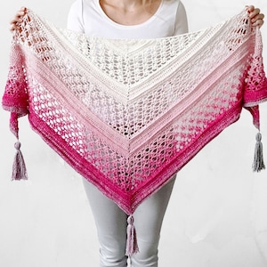 CROCHET PATTERN - Vela Flower Friend Shawl 2 - Top-Down Triangle Shawl / Shawlette / Wrap / Scarf - PDF Pattern - Instant Download - Wilmade