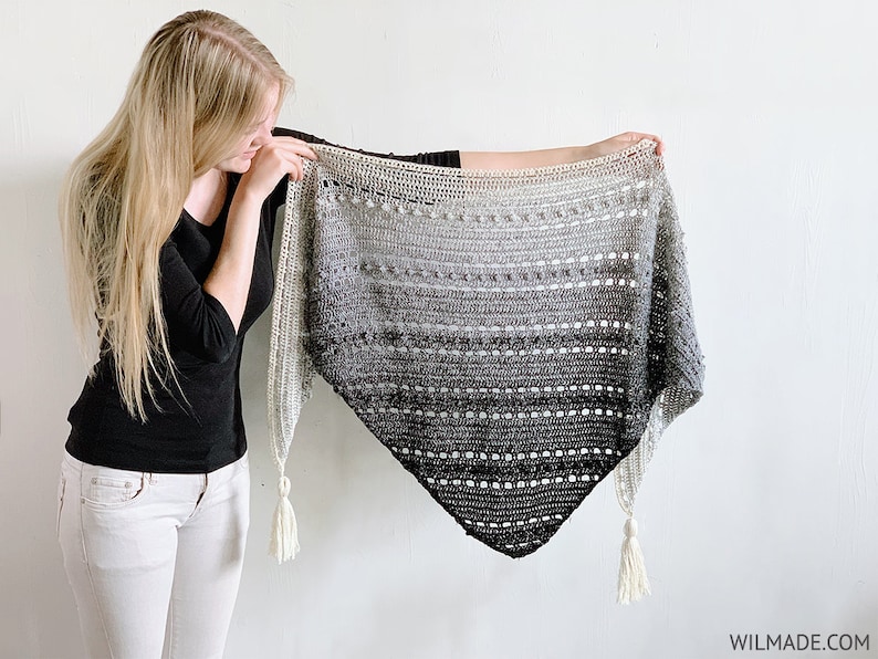 Pop-Up Shawl Crochet Pattern PDF instant download by Wilmade Top-Down Triangle Shawl / Shawlette / Wrap / Scarf image 4