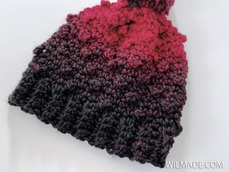 Very Berry Beanie Crochet Pattern Instant PDF download by Wilmade Crochet Beanie in 5 sizes: Toddler, Child, Teen, Adult, XL Scarfie Bild 2