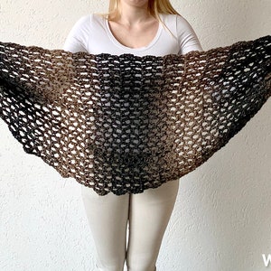 Simply V-Stitch Shawl Crochet Pattern PDF instant download by Wilmade Round Crescent Shawl / Shawlette / Wrap / Scarf with Scarfie image 2