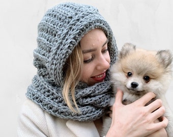 CROCHET PATTERN + VIDEO - Hooded Alpa Scarf - Crochet Infinity Scarf With Hoodie - Instant Pdf Pattern Download By Wilmade