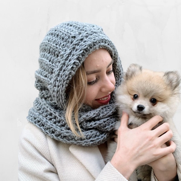 CROCHET PATTERN + VIDEO - Hooded Alpa Scarf - Crochet Infinity Scarf With Hoodie - Instant Pdf Pattern Download By Wilmade