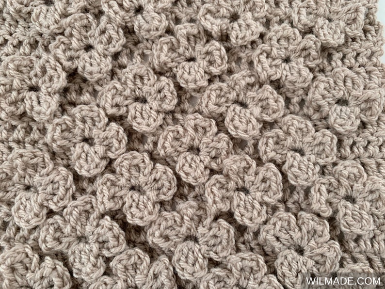 Vela Flower Square Crochet Pattern Instant PDF download by Wilmade Crochet Afghan / Granny Square with Flowers and Texture image 4