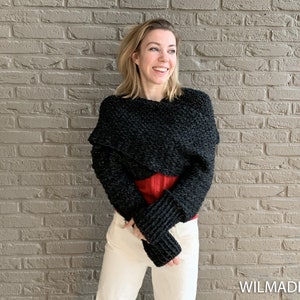 Crochet Sweater Scarf Crochet Pattern Size S-5XL Instant PDF download by Wilmade Crochet Thneed, a Scarf with Sleeves image 5