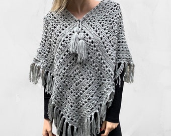 CROCHET PATTERN + VIDEO - Tulip Square Poncho - Granny