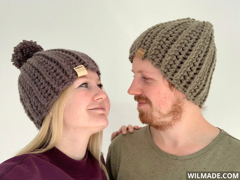 You Me Hat Crochet Pattern Instant PDF download by Wilmade Chunky Crochet Hat / Beanie for beginners for Men / Women / Kids / Teens image 4