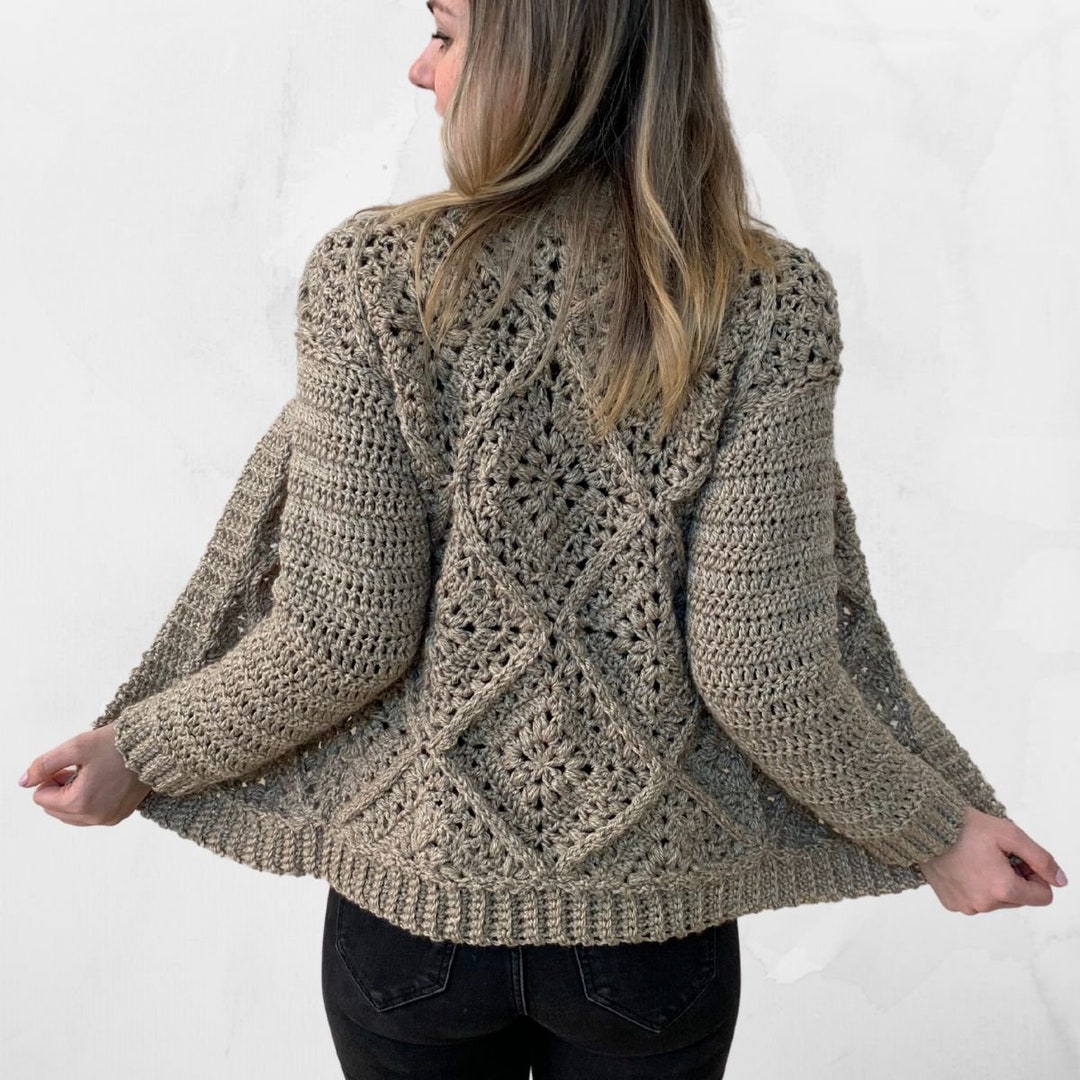 Tulip Square Cardigan Crochet Pattern Size XS-5XL Instant PDF Download ...