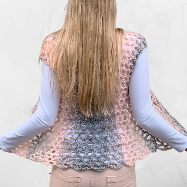 Short Crochet Scarfie Vest - Crochet Pattern Size S-5XL - Instant PDF download by Wilmade - Sleeveless Crochet Cardigan / Sweater / Vest