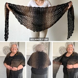 Simply V-Stitch Shawl Crochet Pattern PDF instant download by Wilmade Round Crescent Shawl / Shawlette / Wrap / Scarf with Scarfie image 7