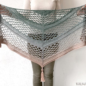 Vela Flower Friend Shawl 3 Crochet Pattern PDF instant download by Wilmade Top-Down Triangle Shawl with flowers image 2