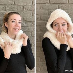 Hooded Infinity Scarf Crochet Pattern Instant PDF download by Wilmade Faux Fur Crochet Infinity Scarf With Hoodie Go For Faux yarn image 3