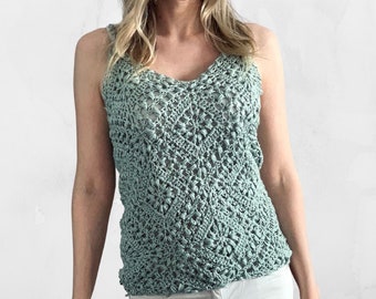 Tulip Square Tank Top - Crochet Pattern Size S-5XL - Instant PDF download by Wilmade - Granny Square Crochet Top Pattern For summer