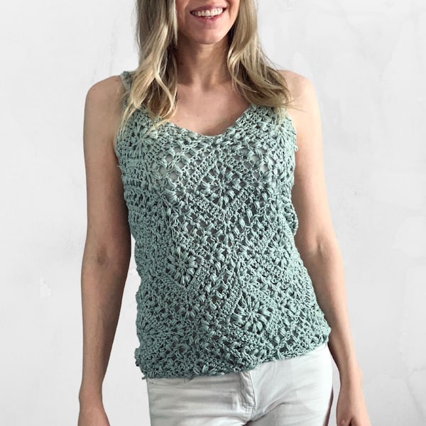 Tulip Square Tank Top - Crochet Pattern Size S-5XL - Instant PDF download by Wilmade - Granny Square Crochet Top Pattern For summer