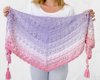 Flower Puff Shawl - Crochet Pattern - PDF instant download by Wilmade - Top-Down Triangle Shawl / Shawlette / Wrap / Scarf