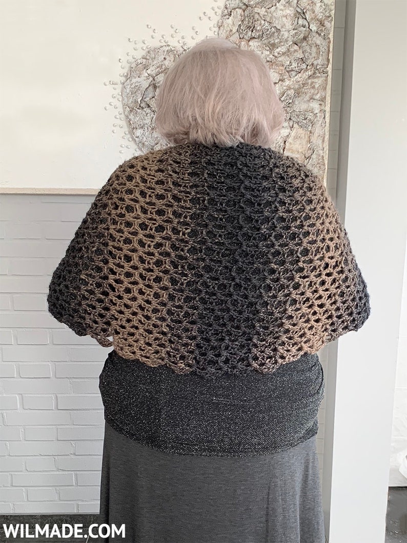 Simply V-Stitch Shawl Crochet Pattern PDF instant download by Wilmade Round Crescent Shawl / Shawlette / Wrap / Scarf with Scarfie image 3