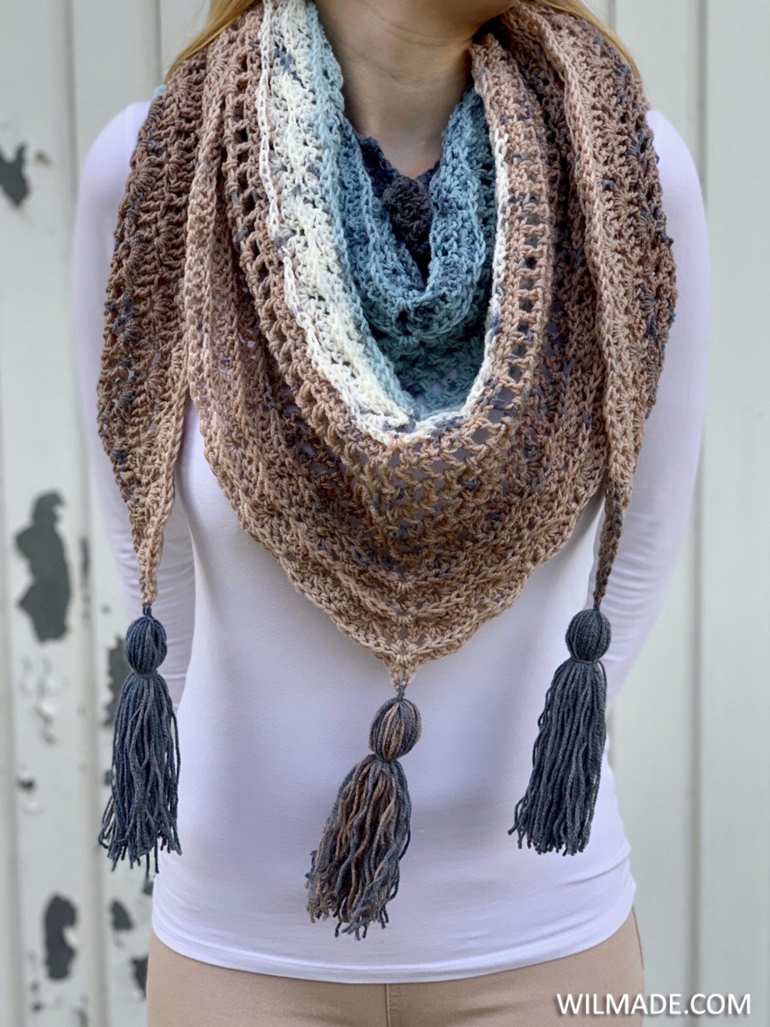 Crochet Shell Wave Pattern CROCHET PATTERN - Shell Wave Shawl - Top-down Triangle Shawl ...