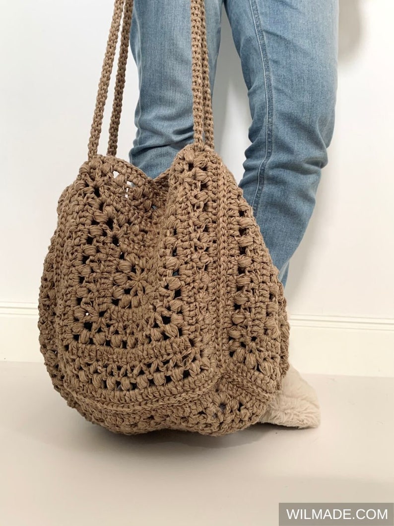 Tulip Square Trapeze Tote Crochet Pattern Instant PDF download by Wilmade Granny Square Crochet Bag / Purse / Pouch image 7