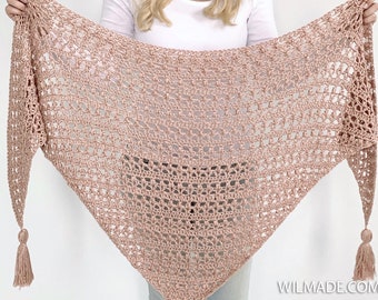 Vintage Tulip Shawl - crochet pattern - bottom-up triangle shawl - PDF instant download - scarf/wrap/shawlette for beginners