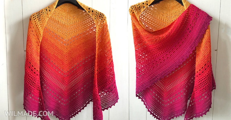 Bella Vita Shawl Crochet Pattern PDF instant download by Wilmade Top-Down Triangle Shawl / Shawlette / Wrap / Scarf Pattern afbeelding 6