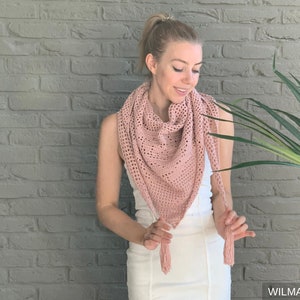 Bella Rosa Shawl Crochet Pattern Instant PDF download by Wilmade bottom-up triangle shawl with filet crochet and roses / flowers image 5
