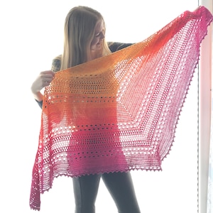 Bella Vita Shawl Crochet Pattern PDF instant download by Wilmade Top-Down Triangle Shawl / Shawlette / Wrap / Scarf Pattern afbeelding 7