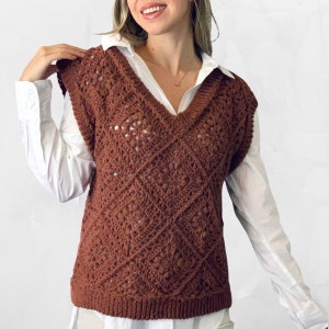 CROCHET PATTERN + VIDEO - Tulip Square Vest - Granny Square Vest/Sweater/Garment/Gilet/Spencer For Fall - Size-Inclusive (Sizes Xs-5XL)