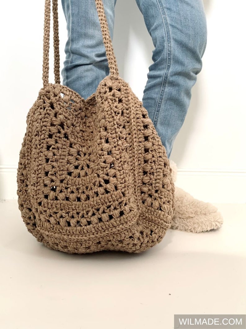 Tulip Square Trapeze Tote Crochet Pattern Instant PDF download by Wilmade Granny Square Crochet Bag / Purse / Pouch image 6